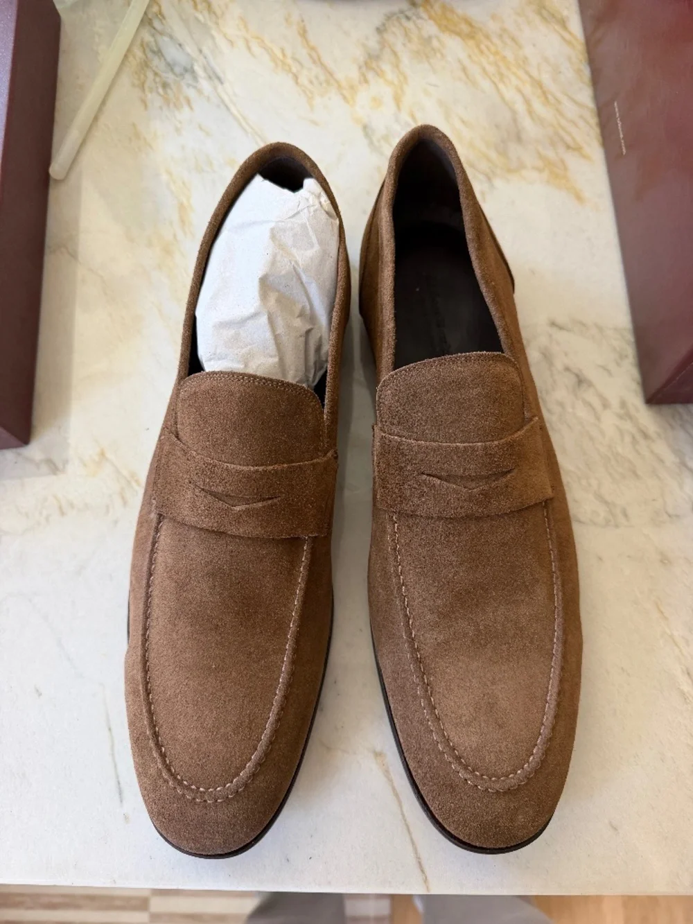 TO BOOT NEW YORK Brazil Penny Loafer (Men) SUEDE SIENA BRUSH, Size 14 M
